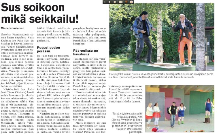 Ison Pahan suden arvostelu Nastola-lehdessä 